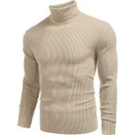 Hanclo Erkek Boğazlı Slim Fit Triko Kazak – Basic Esnek Kışlık Model - Bej - XL