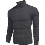 Hanclo Erkek Boğazlı Slim Fit Triko Kazak – Basic Esnek Kışlık Model - Füme - XL
