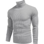 Hanclo Erkek Boğazlı Slim Fit Triko Kazak – Basic Esnek Kışlık Model - Gri - XL