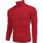 Hanclo Erkek Boğazlı Slim Fit Triko Kazak – Basic Esnek Kışlık Model - Kırmızı - XL