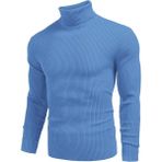 Hanclo Erkek Boğazlı Slim Fit Triko Kazak – Basic Esnek Kışlık Model - Mavi - XL