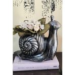 HAND DEKOR Dekoratif Salyangoz Saksı Vazo Biblo Obje, 27 cm, Gümüş Eskitme