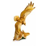 Hand Made Kartal Biblo, Polimer Malzeme, Ahşap Görünümlü, Dalışa Geçen Kartal Figürü, 23.5 cm, Heykel Dekor