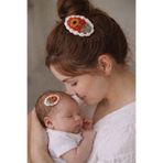 Hand Mother's Since 2024 Çiçek Işlemeli Anne&kız Niş Her Yaş Organik Handmade Saçsız Bebek Tokası ve Çıt Toka Saç Aksesuarı