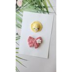 Hand Mother's Since 2024 Sarı Şapkalı Set Az Saçlı Bebek Tokası 2'li Set Handmade Bebek Hediyelik Yenidoğan Bebek Tokası