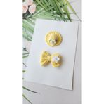 Hand Mother's Since 2024 Sarı Zerafet Az Saçlı Bebek Tokası 2'li Set Handmade Bebek Hediyelik Yenidoğan Bebek Tokası