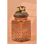 Handan Uzunoğlu by Uzunoğlu El Yapımı Özel Tasarım Kavanoz - 1800 ml - Vakumlu Ahşap Kapaklı (Un Detaylı) - Light Amber Cam - Mutfak ve Ev Dekorasyonu