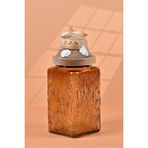 Handan Uzunoğlu by Uzunoğlu El Yapımı Özel Tasarım Tuz Baharat Kavanozu - 1000 ml -Vakumlu Ahşap Kapaklı (Dore Detaylı) - Medium Amber Çiçekli Cam - Mutfak ve Ev Dekorasyonu