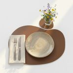 Handanca 2 Kişilik 4 Parça Deri Amerikan Servis 30X44 Cm-Silinebilir Supla-Kendinden Bardak Altlıklı - Ahşap - Ceviz