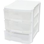 Handanca 3 Katlı Çekmeceli Mini Organizer Plastik Masa Üstü Makyaj Takı Kutusu Düzenleyici Taşınabilir 10654 - Açık Beyaz - Gri