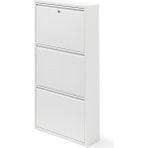 Handanca - 3'lü Kilitli Metal Ayakkabılık (Beyaz) - Ahşap Bej - Siyah