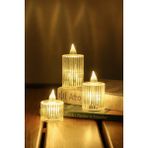 Handanca 3lü Kristal Desenli LED Mum Seti Pilli Dumansız Alevli Ledli Dekoratif Yapay Mum - Altın - Seçenek 1