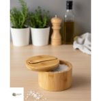 Handanca Bambu Kayar Kapaklı Kaşıklı Baharatlık , Tuzluk ve Şekerlik Kutusu, Mıknatıslı Bambu Saklama Kabı - Seçenek 1