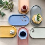 Handanca Dekoratif Hediyelik Oval Beyaz Biblo Tabak Takı Tabağı Mum Tabağı Mumluk Organizer - Ahşap - Bej - Siyah - Seçenek 1
