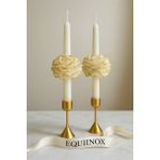 Handanca Equinox (2’li) Gold Şakayık Detaylı Beyaz Şamdan Mum – Lotus Mumluk Hediyesiyle Gelecektir - Altın - Seçenek 1