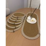 Handanca Herakles 6 Adet Supla+Runner Set 33 cm -Amerikan Servis Hasır - Ahşap - Bej