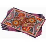 Handanca Kahverengi Çok Renkli Etnik Vintage Desenli Dijital Baskılı Amerikan Servisi 4'lü Set OTYK450-AS - Ahşap - Ceviz
