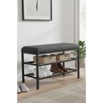 Handanca Lotus Metal Modern Ayakkabılık, Bank, Yatak Ucu, Organizer, Oturak,puf 3 Katlı 30X70 Keten Kumaş - Antrasit