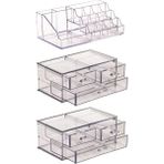 Handanca Makyaj Düzenleyici Set 5 Katlı 6 Çekmeceli Akrilik Organizer - Ahşap - Bej - Siyah