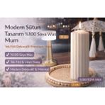 Handanca Modern Sütun Tasarım %100 Soya Wax Mum – Dekoratif Premium Mum - Ahşap - Bej - Siyah - Seçenek 1