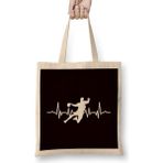 Handball Player Heartbeat Handballer Team Ball Sports Coach Bez Çanta Uzun Saplı - Açık Bej - 40 X 40