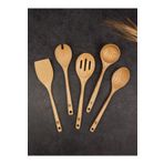 Handcraft 5 Parça El Yapımı Luks Ladin Ağacı Yapışmaz Tahta Kaşık & Spatula Ahşap Mutfak Seti
