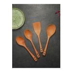 Handcraft Açık bambu yağlı 4 parça tahta kaşık & spatula & kepçe ahşap mutfak seti
