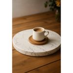 Handcrafted White Marble Round Serving Board – Natural Stone Cheeseboard, Elegant Charcuterie Platter, Pastry & Dessert Display – Non-Porous, Cool Surface for Kitchen & Dining Decor