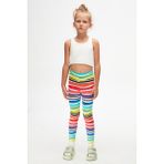 Handdrawn Stripe Kız Çocuk Desenli Yazlık Tayt