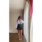 Hande Batmaz Butik Kemerli Pileli Antrasit Etek