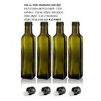 Handelika 4 Adet x 250 ml Yeşil Maraska Cam Şişe Yağdanlık-Sirkelik-Sosluk + Drop-Stop Kapak