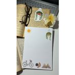 Handeto Kraft Bisiklet Temalı Notepad Çek Kopar Defter, Tutkallı Bloknot, A5 Defter, Çizgisiz Defter Not Defteri