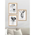 Handmade 3 Parça Ahşap Çerçeve Görünümlü Sevgililer Duvar Dekoru Salon Yatak Odası Mutfak Için Tablo Seti 45 x 40 Diğer