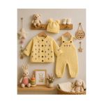 Handmade 4 Parça El Örgüsü Bebek Seti %100 Pamuklu Tulum Hırka Şapka Patik 6-12 Ay Set