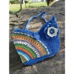 Handmade by Sevgi El Örgüsü Kağıt Ipten Çanta - 24cm x 26 cm - Saks Mavi