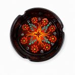 Handmade Dekoratif Seramik Küllük, Çiçek Desenli, Siyah, 10 cm Çap, 4 cm Yükseklik, El Yapımı, 1 Adet