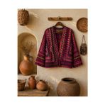 Handmade El Örgüsü Altıgen Motifli Bohem Hırka – Vintage Granny Square Kadın Hırka