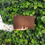 Handmade Hasır, Kağıt Ip El Örgüsü Çanta, Clutch, Portvöy, El Çantası, Siyah Renk - KoyuKahverengi - Siyah