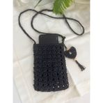 Handmade Hasır Telefon Çantası - Siyah