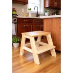 Handmade Naturel Ahşap Basamak Tabure – 2 Basamaklı