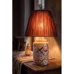 Handmade Seramik Abajur Kahverengi – E27 Duylu Modern Dekoratif Masa Lambası – El Yapımı Desenli Seramik Abajur – Salon Yatak Odası Komodin Aydınlatması – Arme