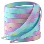 Handshop [2 Çifti] 1,5 cm Düz Renkli Ayakkabı Bağcıkları Eğlenceli, Havalı Batik Tasarım Moda Spor Ayakkabı Bağcıkları, Yıldızlı Bulutlar, 63 in (160 cm)