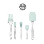 Hane 2 Boy 5'li Silikon Fırça - 2 Boy Spatula - Bal Kaşığı Seti