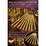 Hane Dostu 10’lu 45 cm Meteor LED Ağaç Işığı USB – Sarı Renk Asmalı Dış Mekan Bahçe Aydınlatması