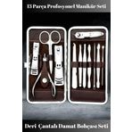Hane Dostu 12+1 Parça Profosyonel Manikür Patikür Seti | Deri Çantalı Damat Bohçası Seti