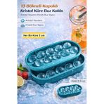 Hane Dostu 13 Bölmeli Kapaklı Kristal Küre Buz Kalıbı Silikon Sızdırmaz Pratik Buz Yapıcı 22x11,5 cm