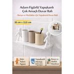 Hane Dostu Adam Figürlü Yapışkanlı Duvar Rafı Delmeden Montaj Banyo Mutfak Düzenleyici Dekoratif Çok Amaçlı Raf
