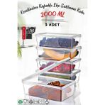 Hane216 5'li Kendinden Kapaklı Derin Dondurucuya Uygun Saklama Kabı 2 Lt - Beyaz