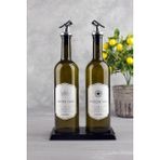 Hane216 Standlı 2'li Amber Cam Yağlık 750 ml Zeytinyağ Ayçiçek Yağı Şişesi Yağdanlık