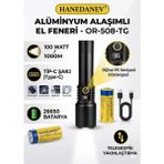 Hanedanev 100 Watt 1000 Metre Menzilli Teleskopik Zoomlu Şarj Edilebilir Dijital Göstergeli Alüminyum El Fener